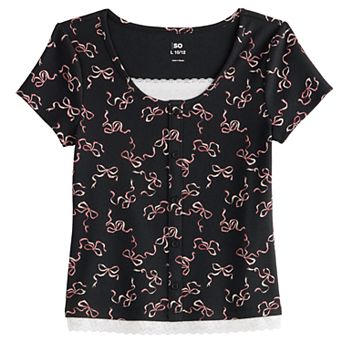 Girls 6-20 SO® Button Front Layered Tee in Regular & Plus Size