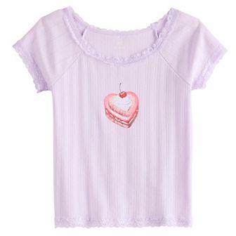 Girls 6-20 SO® Lace Trim Graphic Baby Tee in Regular & Plus Size