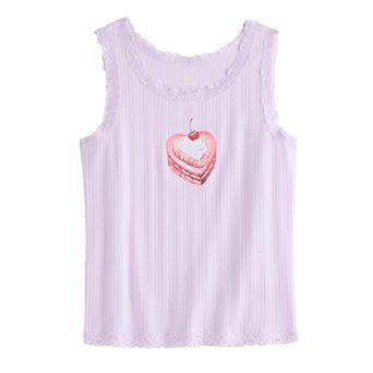 Girls 6-20 SO® Pointelle Lace Trim Graphic Tank Top in Regular & Plus Size
