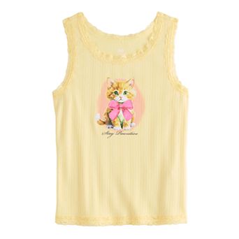 Girls 6-20 SO® Pointelle Lace Trim Graphic Tank Top in Regular & Plus Size