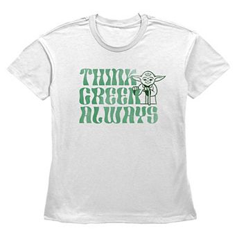 Women's Star Wars Yoda Think Green Always Graphic Tee