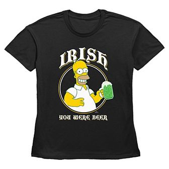 Women's The Simpsons Homer Simpson Irish You Were Beer Graphic Tee