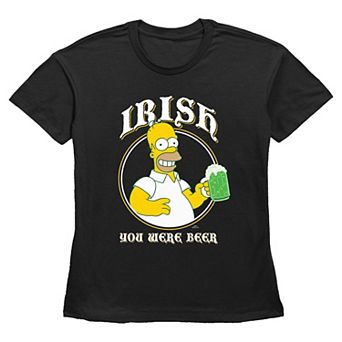 Women's The Simpsons Homer Simpson Irish You Were Beer Graphic Tee