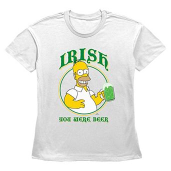 Women's The Simpsons Homer Simpson Irish You Were Beer Graphic Tee