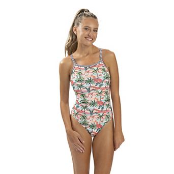 Juniors' Dolfin Uglies Aloha Print Racerback Competitive One-Piece Swimsuit