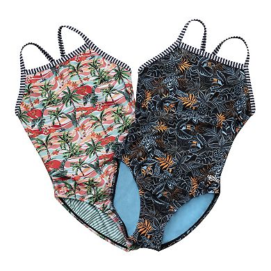 Women's Dolfin Uglies Aloha Print Racerback Competitive One-Piece Swimsuit
