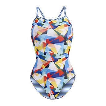 Juniors' Dolfin Uglies Impact Print V-2 Racerback Competitive One-Piece Swimsuit