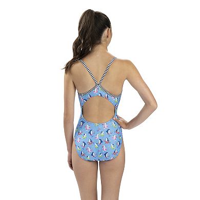 Women's Dolfin Uglies Fin Floats Print V-2 Racerback Competitive One-Piece Swimsuit