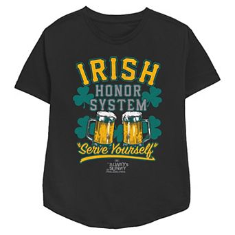 Women's It's Always Sunny In Philadelphia Irish Honor System Serve Yourself Relaxed Fit Graphic Tee