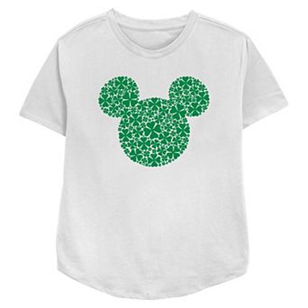 Disney's Mickey Mouse Shamrock Print Head Women's Relaxed Fit Graphic Tee