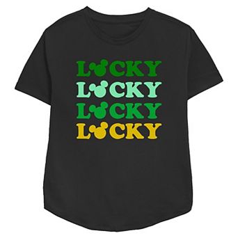 Disney's Mickey Mouse Lucky Word Stack Women's Relaxed Fit Graphic Tee