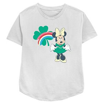 Disney's Minnie Mouse Rainbow Print Shamrock Women's Relaxed Fit Graphic Tee