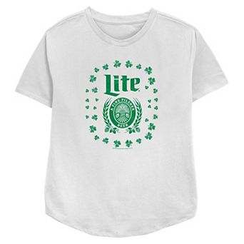 Women's Miller Lite Shamrock Logo Relaxed Fit Graphic Tee