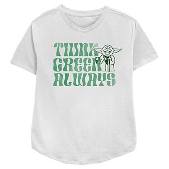 Women's Star Wars Yoda Think Green Always Relaxed Fit Graphic Tee