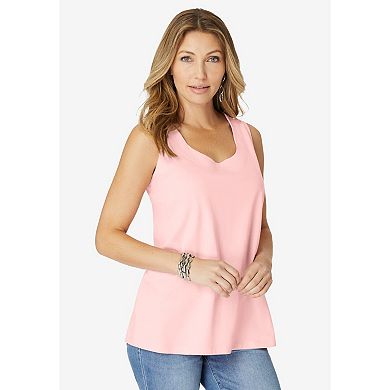 Roaman's Women's Plus Size Scalloped Cardigan And Tank Set