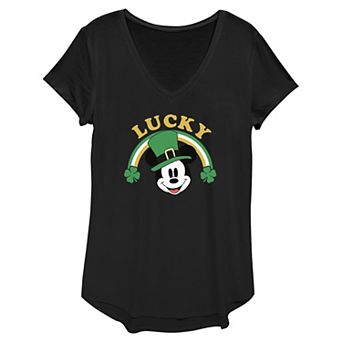 Disney's Mickey Mouse Lucky Shamrock Rainbow Women's Graphic Tee