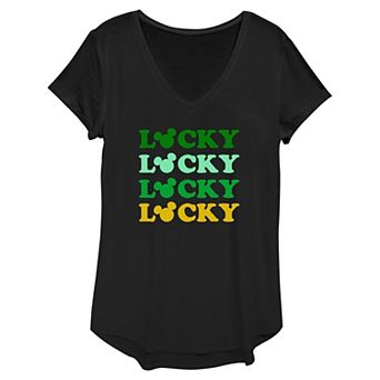 Disney's Mickey Mouse Lucky Word Stack Women's Graphic Tee