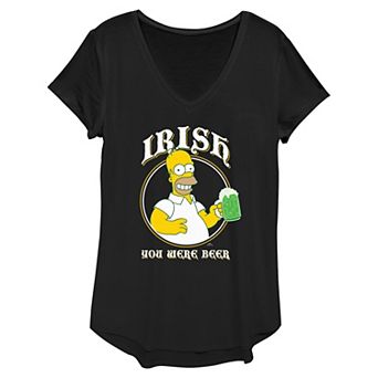 Women's The Simpsons Homer Simpson Irish You Were Beer Graphic Tee