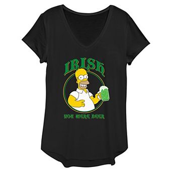 Women's The Simpsons Homer Simpson Irish You Were Beer Graphic Tee