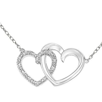 18k Gold Over Silver Diamond-Accent Double Heart Necklace