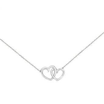 Sterling Silver Diamond-Accent Double Heart Necklace