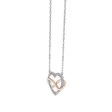 Sterling Silver & 14k Rose Gold Over Silver Diamond-Accent Infinity Heart Necklace