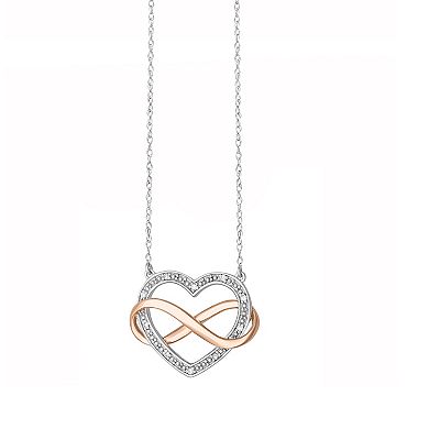 Sterling Silver & 14k Rose Gold Over Silver Diamond-Accent Infinity Heart Necklace