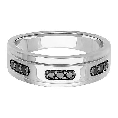 Men's Sterling Silver 1/4 Carat T.W. Black Diamond Band