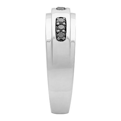 Men's Sterling Silver 1/4 Carat T.W. Black Diamond Band