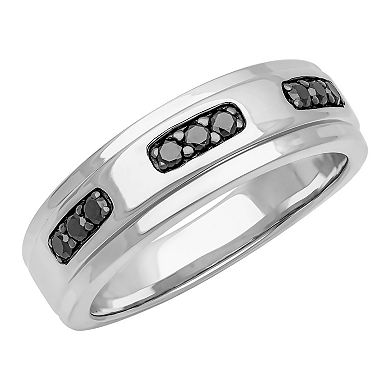 Men's Sterling Silver 1/4 Carat T.W. Black Diamond Band