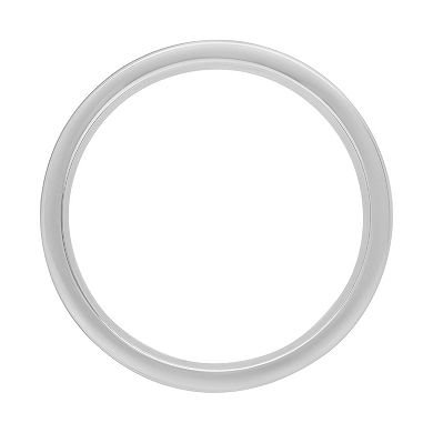 Men's Sterling Silver Lab-Created White Sapphire & Blue Ceramic Band
