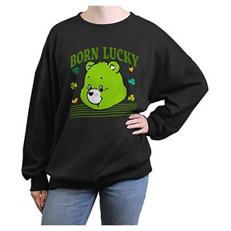 Juniors' Care Bears Good Luck Bear Born Lucky Oversized Graphic Pullover
