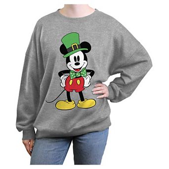 Disney's Mickey Mouse St. Patrick's Day Outfit Juniors' Oversized Graphic Pullover