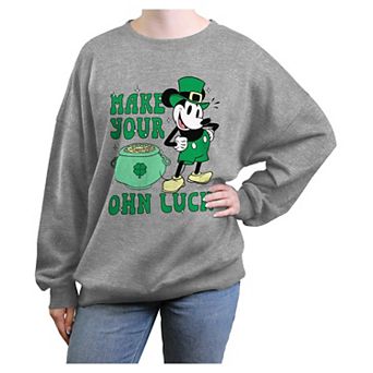 Disney's Mickey Mouse Make Your Own Luck Juniors' Oversized Graphic Pullover