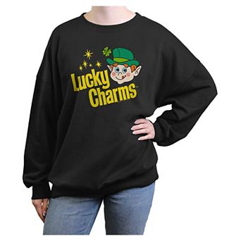 Juniors' Lucky Charms Vintage Logo Oversized Graphic Pullover