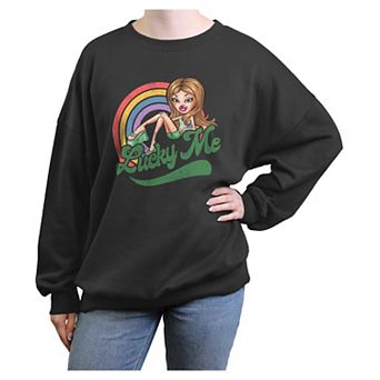 Juniors' Bratz Lucky Me Oversized Graphic Pullover