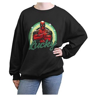Juniors' Marvel Deadpool Lucky Oversized Graphic Pullover