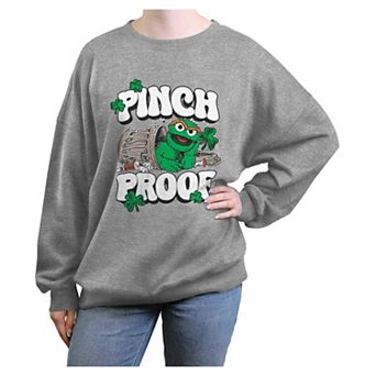 Juniors' PBS Kids Sesame Street Oscar The Grouch Pinch Proof Oversized Graphic Pullover