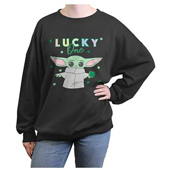 Juniors' Star Wars The Mandalorian The Child Lucky One Oversized Graphic Pullover