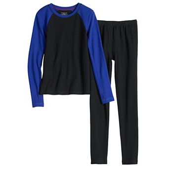 Boys 4-16 Cuddl Duds® 2 pc Faux Raglan Sleeve Thermal Base Layer Set
