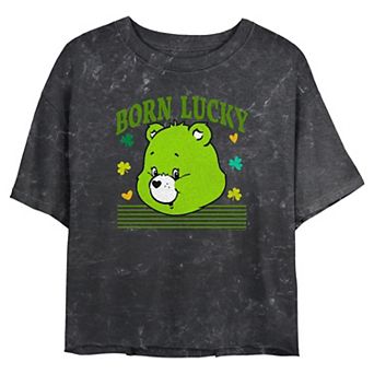 Juniors' Care Bears Good Luck Bear Born Lucky Cropped Graphic Tee