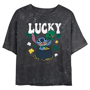 Disney's Lilo & Stitch Lucky Pot Of Gold Juniors' Cropped Graphic Tee