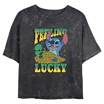 Disney's Lilo & Stitch Feeling Lucky Juniors' Cropped Graphic Tee