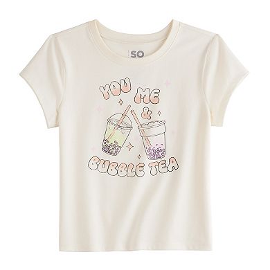Girls 6-20 SO® Short Sleeve Graphic Baby Tee in Regular & Plus Size