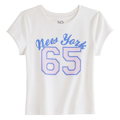 Girls 6-20 SO® Short Sleeve Graphic Baby Tee in Regular & Plus Size