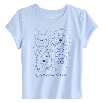 Girls 6-20 SO® Short Sleeve Graphic Baby Tee in Regular & Plus Size
