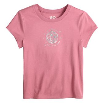 Girls 6-20 SO® Short Sleeve Graphic Baby Tee in Regular & Plus Size