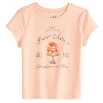 Girls 6-20 SO® Short Sleeve Graphic Baby Tee in Regular & Plus Size