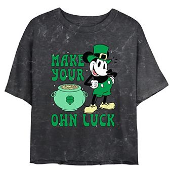 Disney's Mickey Mouse Make Your Own Luck Juniors' Cropped Graphic Tee