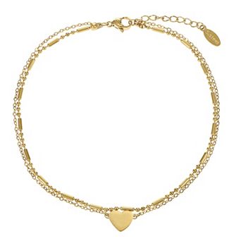 City Luxe Waterproof Stainless Steel Heart Anklet